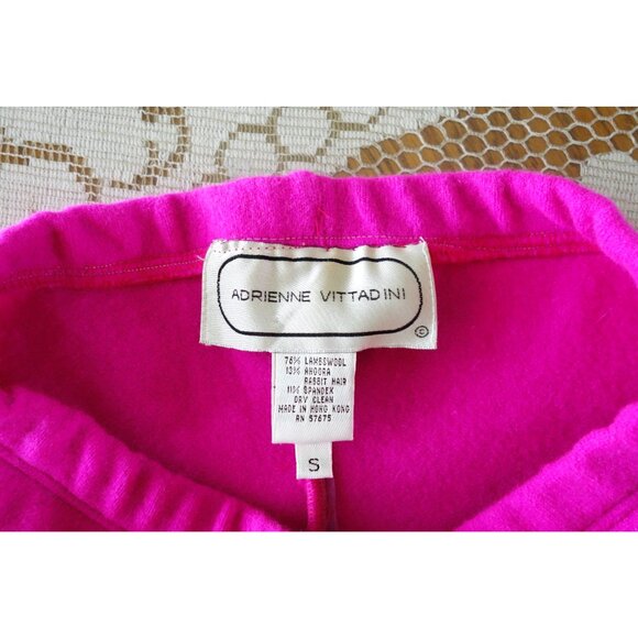 Vtg 80s Adrienne Vittadini Neon Pink Magenta Wool Angora Knit Leggings sz Small - Picture 3 of 3